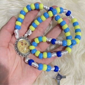 Blue and Yellow Beaded Rosary of our lady of zarvanytsia| for kids